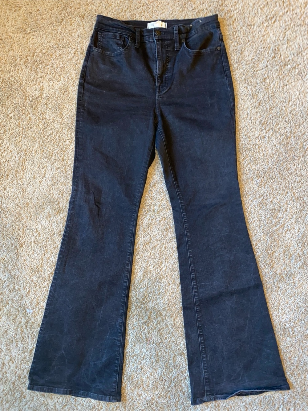 Madewell Skinny Flare Jeans Black Frost Wash Size 29 Boho Casual High Rise